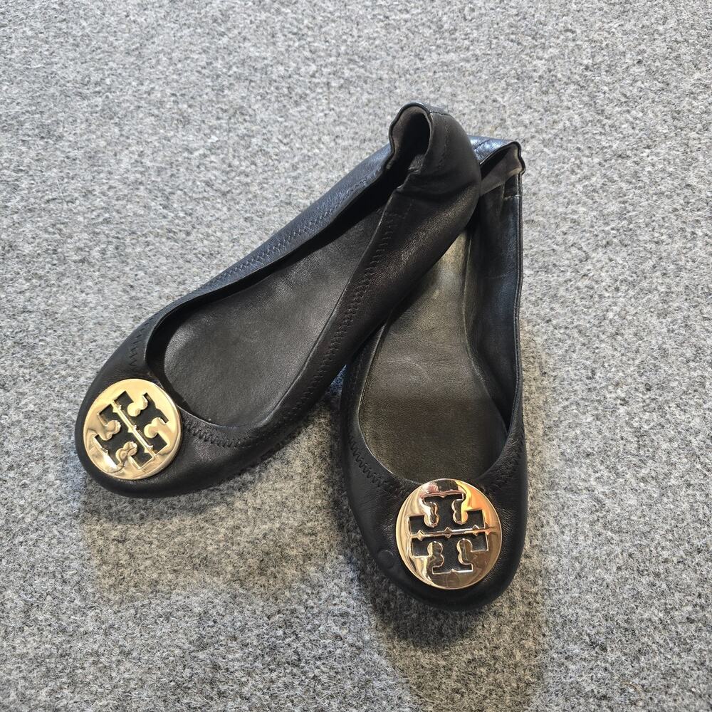Tory Burch Shoes Womens Size 7 Black Leather Minnie Travel Ballet Flat Capsule